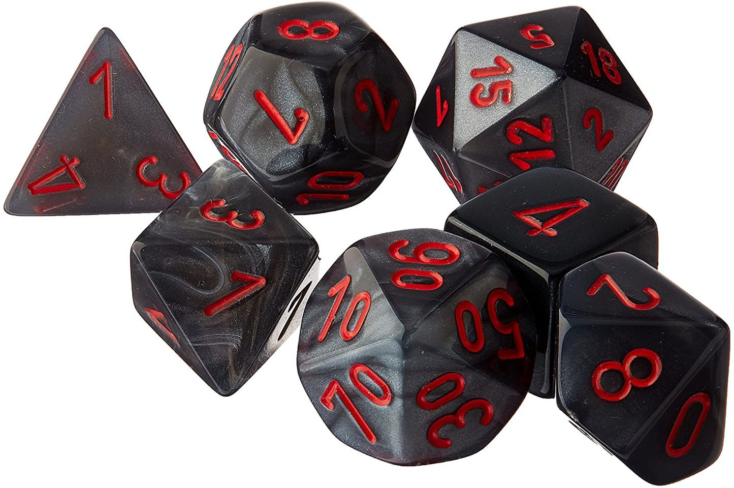 Chessex: Velvet Polyhedral Black/Red 7-Die Set