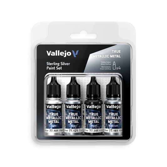 Vallejo: True Metallic Metal Sterling Silver 4pk Paint Set