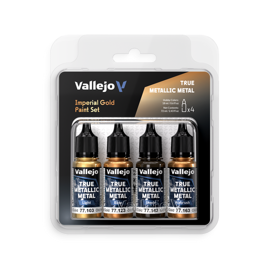 Vallejo: True Metallic Metal Imperial Gold 4pk Paint Set