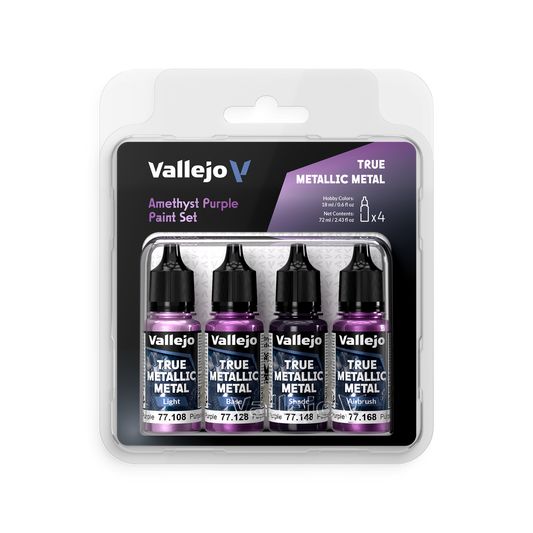 Vallejo: True Metallic Metal Amethyst Purple 4pk Paint Set