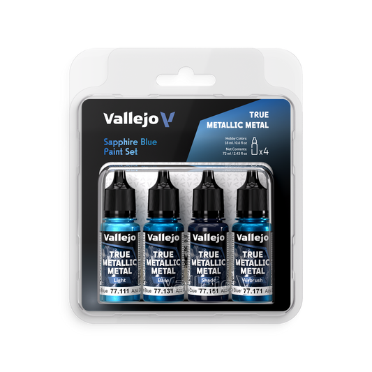 Vallejo: True Metallic Metal Sapphire Blue 4pk Paint Set