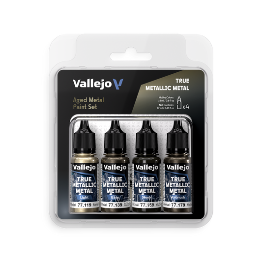 Vallejo: True Metallic Metal Aged Metal 4pk Paint Set