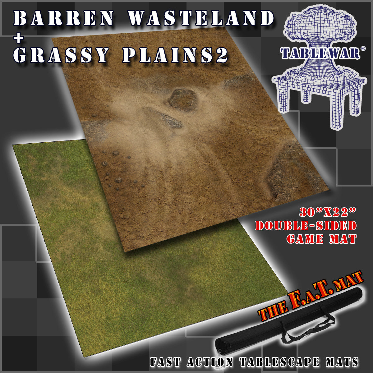 The F.A.T. Mat: 30x22" Barren Wasteland + Grassy Plains 2  Gaming Mat