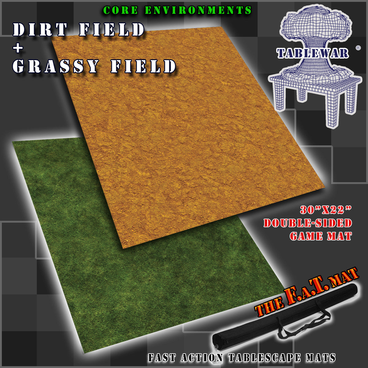 The F.A.T. Mat: 30x22" Dirt Field + Grassy Field  Gaming Mat
