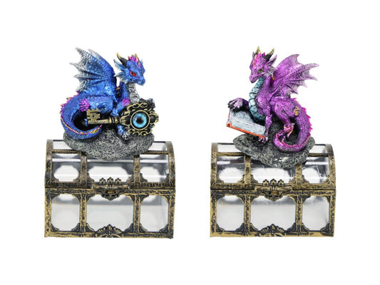 Dragon Sitting on Clear Trinket Box 13cm (Assorted - One Randomly Selected)