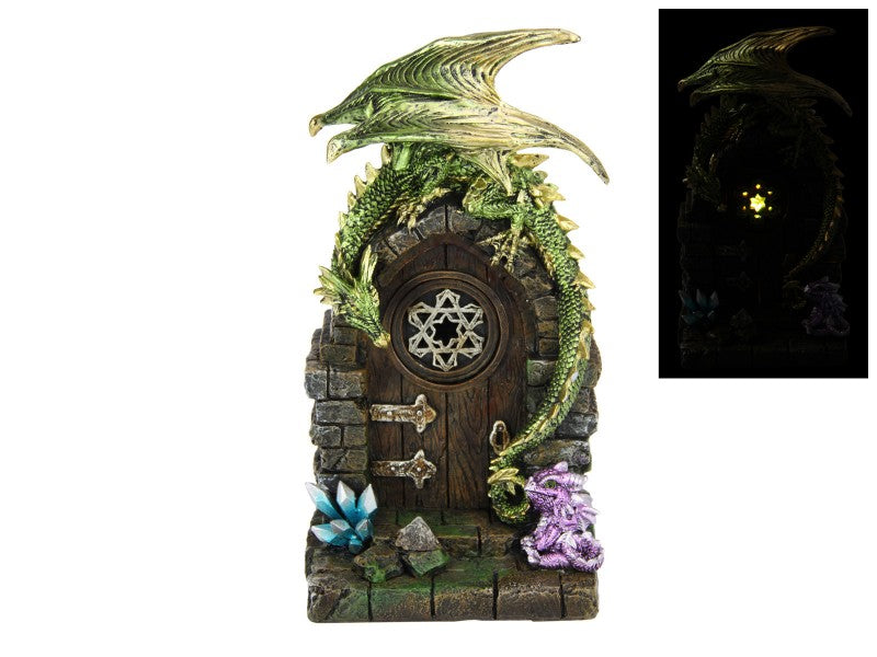 Green Dragon with Baby on Mystic Realm Door 25cm