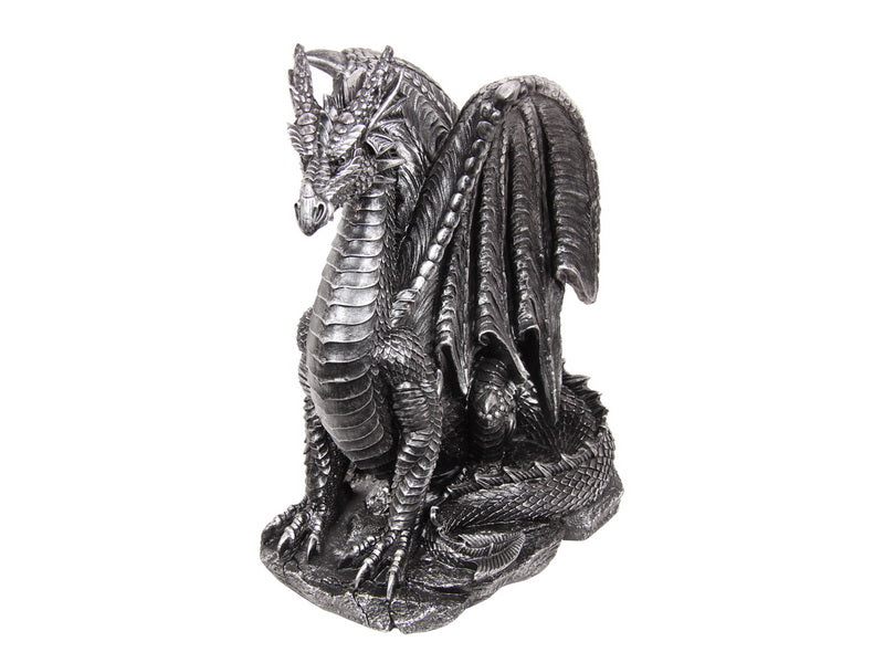 Guarding Dragon in Antique Silver 45cm