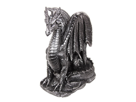 Guarding Dragon in Antique Silver 45cm