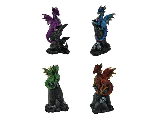Dragon on Rune Stone Rock 11cm (Assorted - One Randomly Selected)