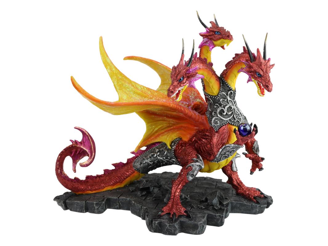 Red Hydra Guardian Dragon with Three Heads 45cm
