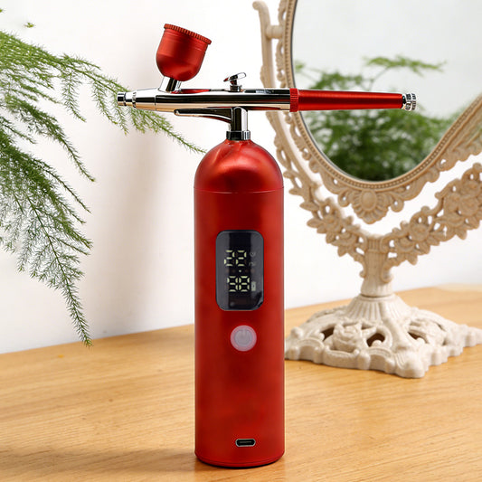Hangar Hobbies: Portable Rechargeable Airbrush Kit with Hose (Red)