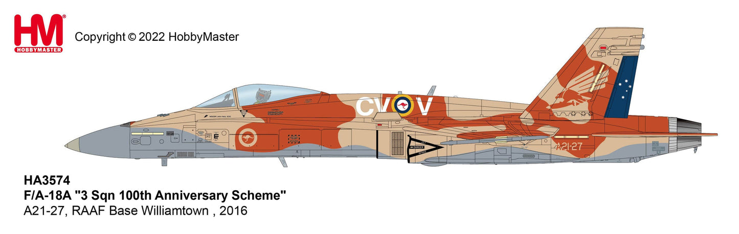 Hobby Master: 1/72 RAAF F/A-18A Hornet No.3 Sqn 100th Anniv. A21-27 Williamtown 2016