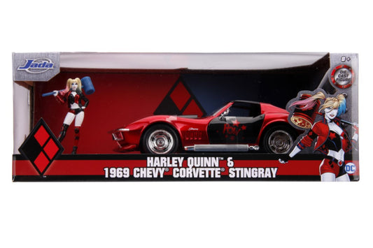 Jada: 1/24 DC Comics 1969 Chevy Corvette Stingray with Harley Quinn