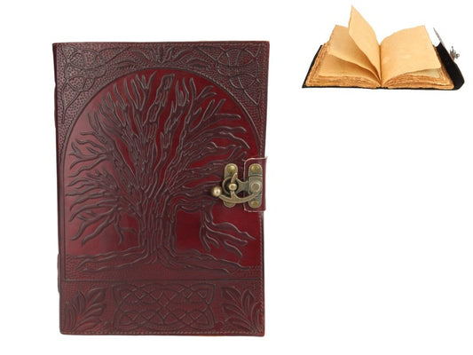 Embossed Tree of Life Leather Journal 18cm