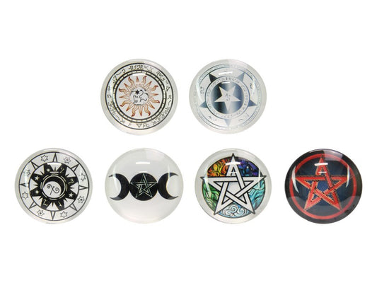 Round Glass Wiccan Magnet 5cm (Assorted - One Randomly Selected)