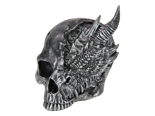 Antique Silver Skull/Dragon 14cm