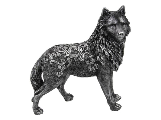 Standing Antique Silver Wolf 23cm