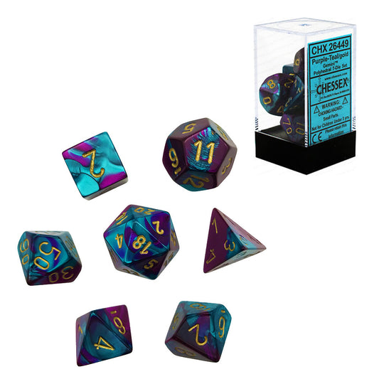 Chessex: Gemini Polyhedral Purple-Teal/Gold 7-Die Set