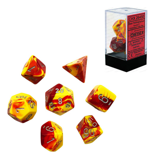 Chessex: Gemini Polyhedral Red Yellow/Silver 7-Die Set