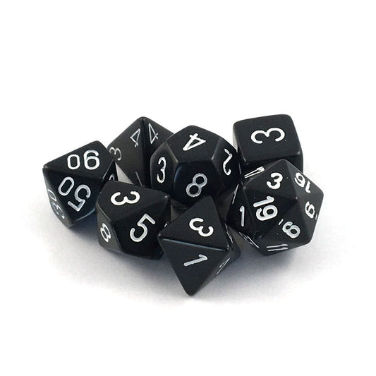 Chessex: Opaque Polyhedral Black/White 7-Die Set