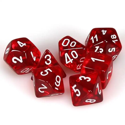 Chessex: Translucent Polyhedral Red/White 7-Die Set