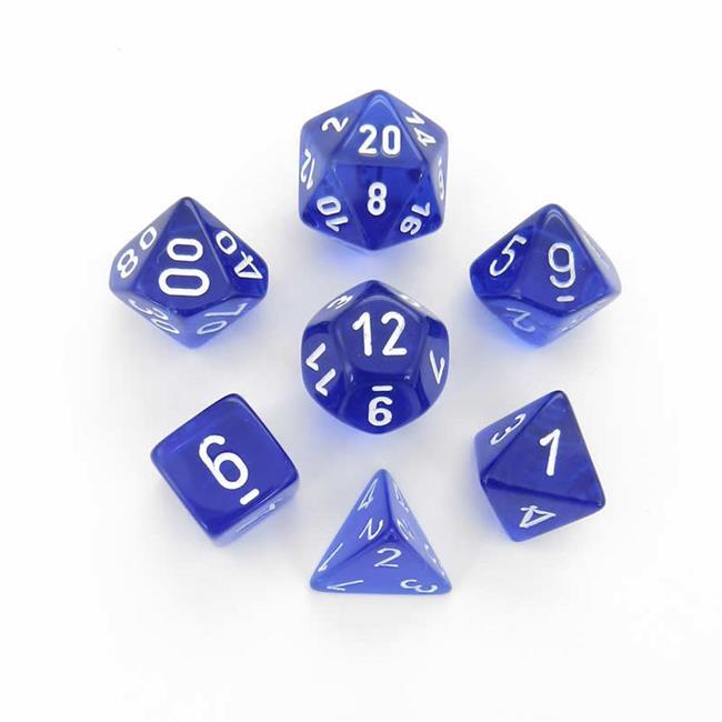 Chessex: Translucent Polyhedral Blue/White 7-Die Set