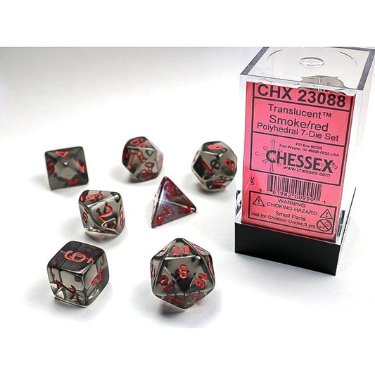 Chessex: Translucent Polyhedral Smoke/Red 7-Die Set