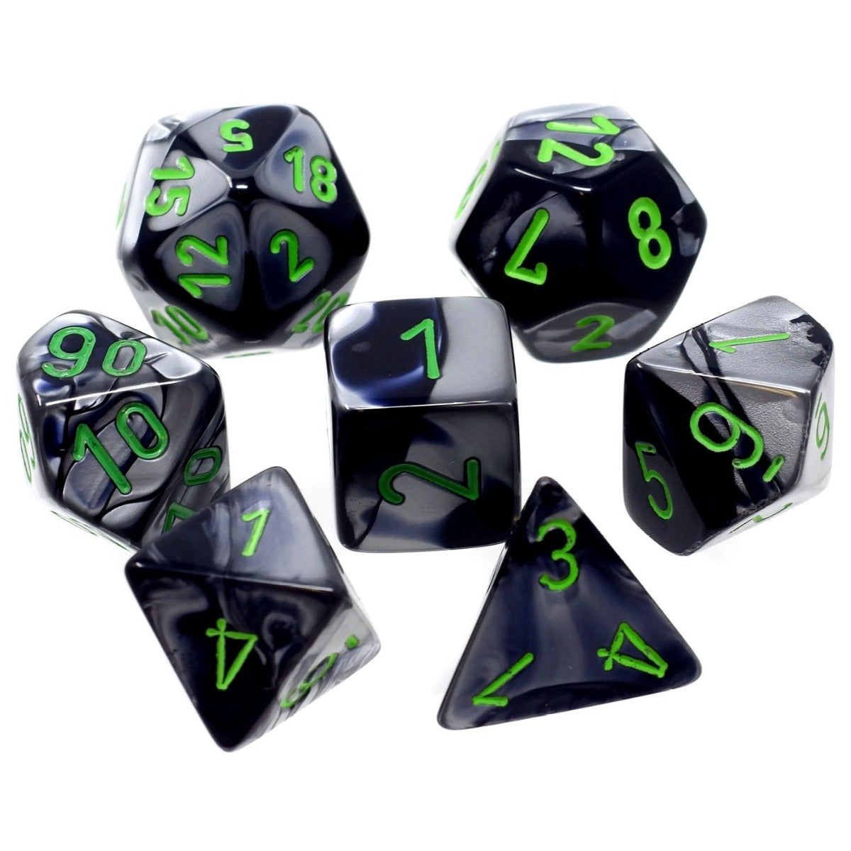 Chessex: Gemini Black-Grey/Green 7-Die Set