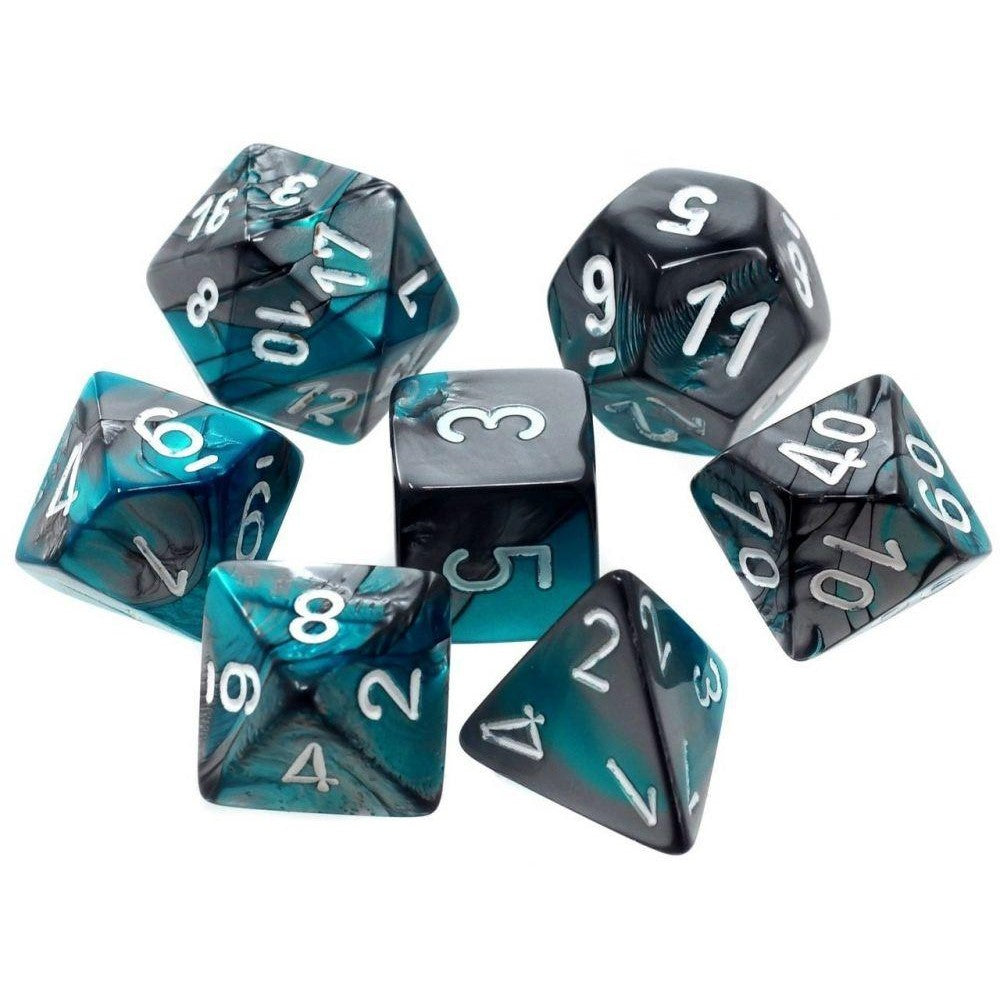 Chessex: Gemini Polyhedral Steel Teal/White 7-Die Set