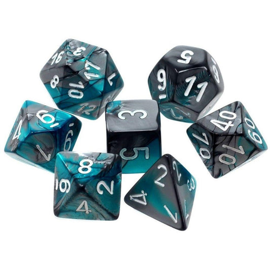 Chessex: Gemini Polyhedral Steel Teal/White 7-Die Set