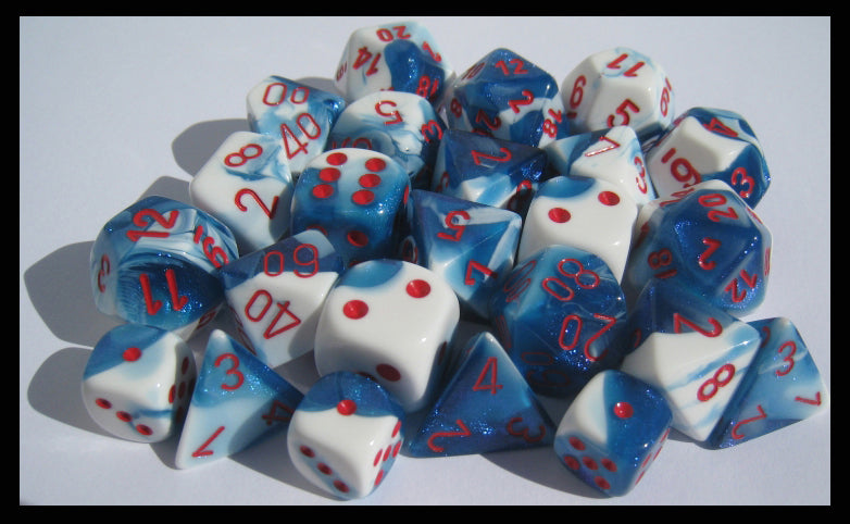 Chessex: Gemini Polyhedral Astral Blue White/Red 7-Die Set