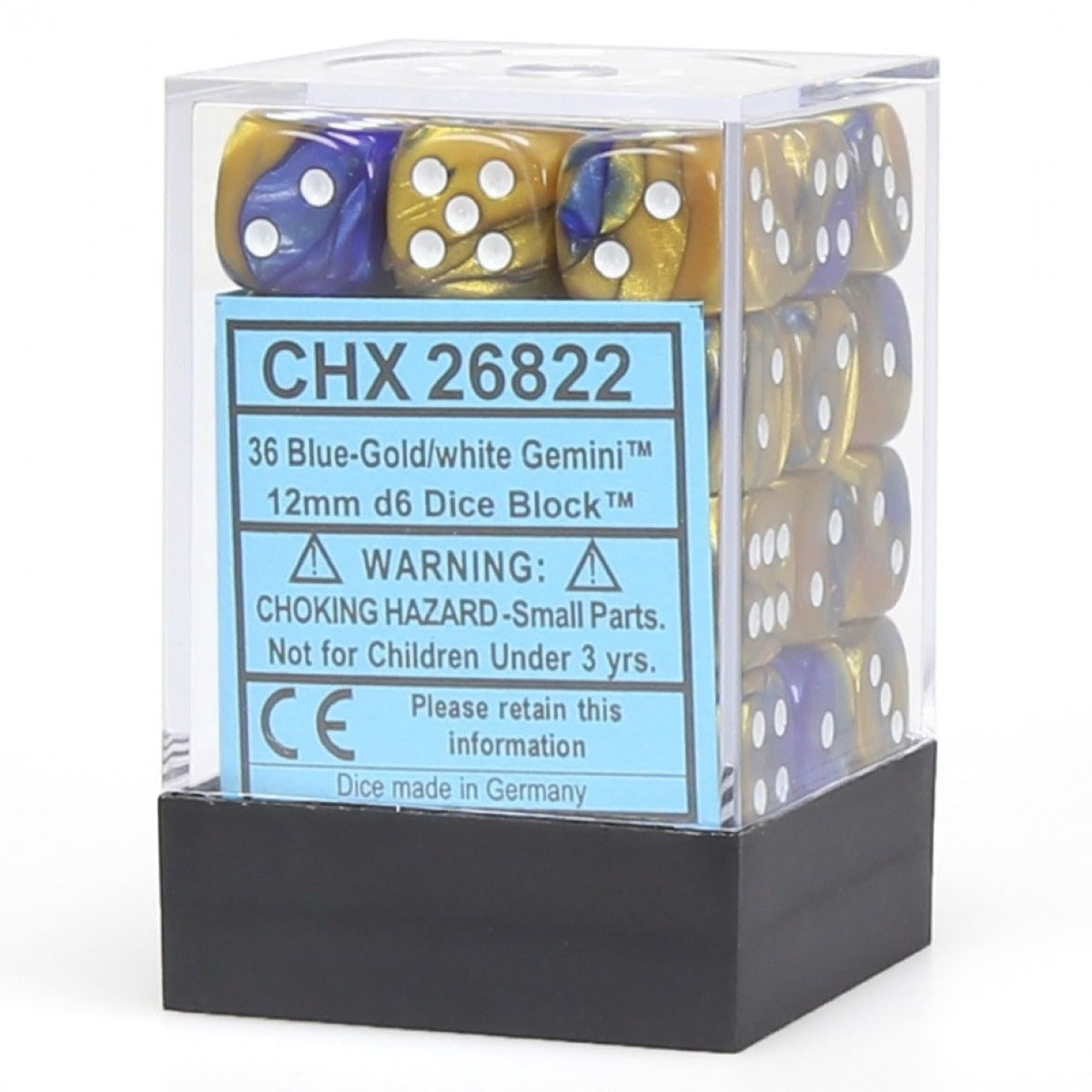 Chessex: Gemini 12mm D6 Blue-Gold/White (x36)