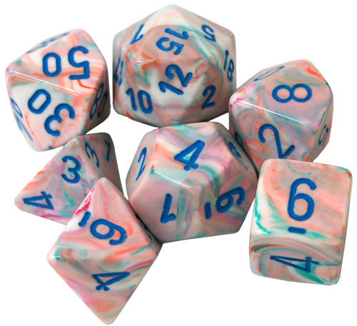 Chessex: Festive Polyhedral Pop Art/Blue 7-Die Set