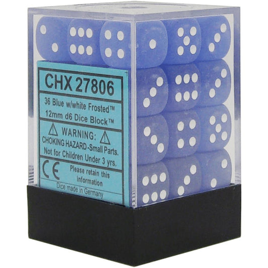 Chessex: Frosted 12mm D6 Blue/White (x36)