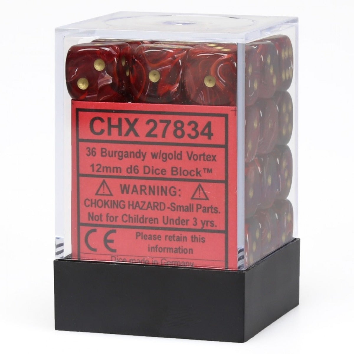 Chessex: Vortex 12mm D6 Burgundy/Gold (x36)