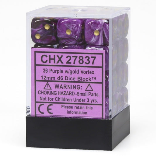 Chessex: Vortex 12mm D6 Purple/Gold (x36)