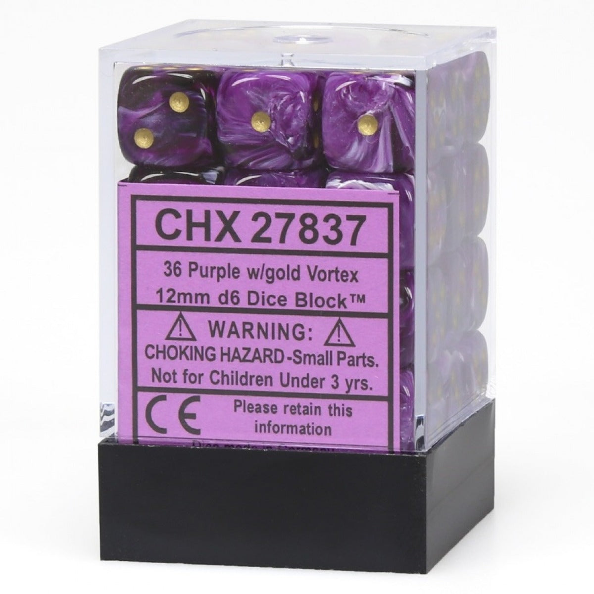 Chessex: Vortex 12mm D6 Purple/Gold (x36)