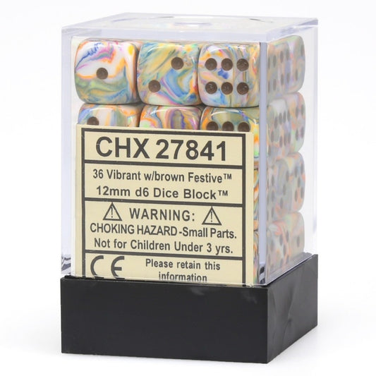 Chessex: Festive 12mm D6 Vibrant/Brown (x36)