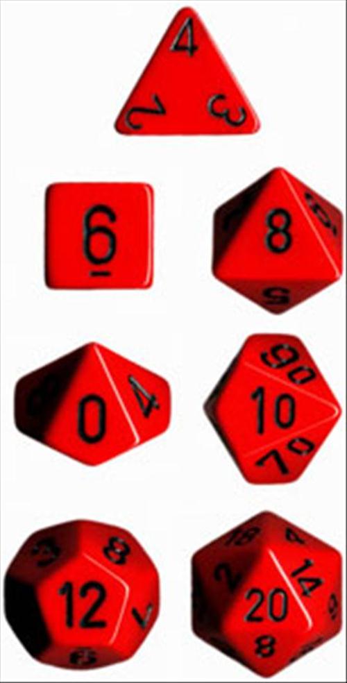 Chessex: Opaque Polyhedral Red/Black 7-Die Set