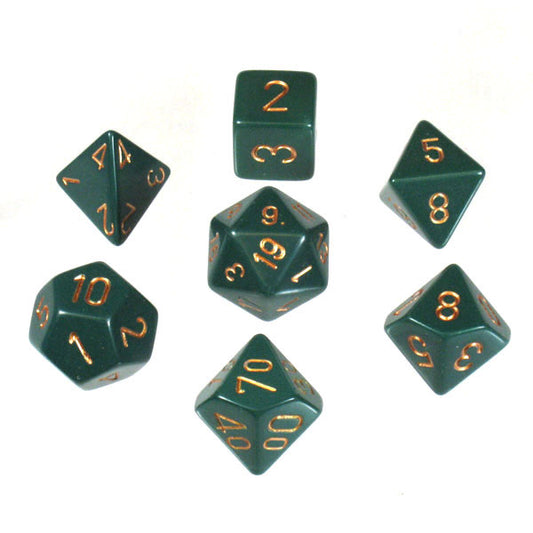 Chessex: Opaque Polyhedral Dusty Green/Copper 7-Die Set