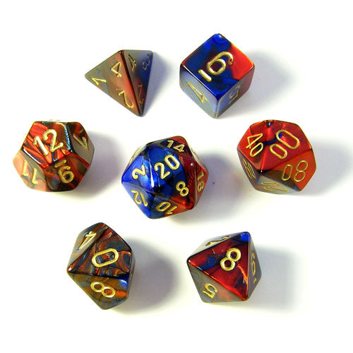 Chessex: Gemini Polyhedral Blue-Red/Gold 7-Die Set