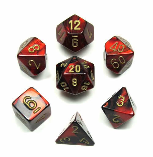 Chessex: Gemini Polyhedral Black-Red/Gold 7-Die Set
