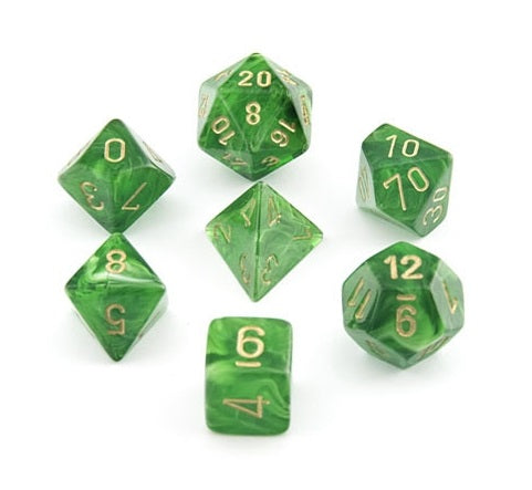 Chessex: Vortex Polyhedral Green/Gold 7-Die Set