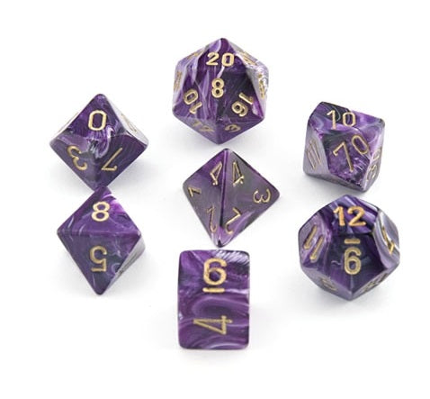 Chessex: Vortex Polyhedral Purple/Gold 7-Die Set