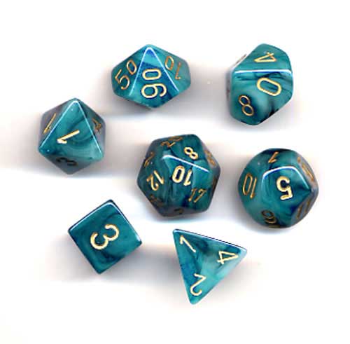 Chessex: Phantom Polyhedral Teal/Gold 7-Die Set