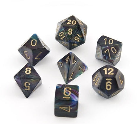 Chessex: Lustrous Polyhedral Shadow/Gold 7-Die Set