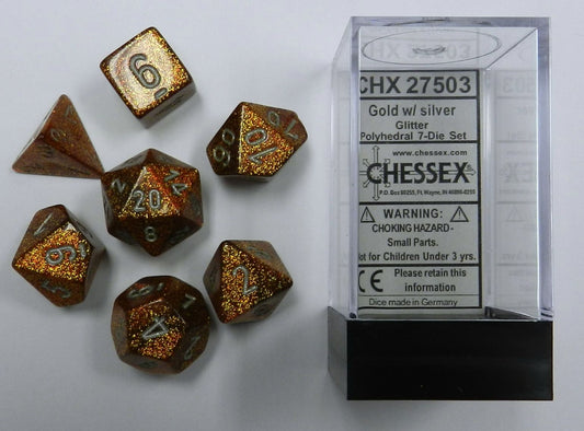 Chessex: Glitter Polyhedral Gold/Silver 7-Die Set