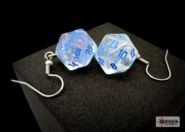 Chessex: Earrings Mini D20 Pair Borealis Icicle (Hook)