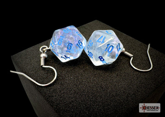 Chessex: Earrings Mini D20 Pair Borealis Icicle (Hook)