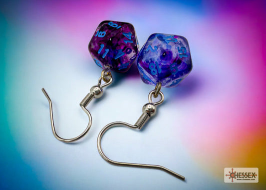 Chessex: Earrings Mini D20 Pair Nebula Nocturnal (Hook)